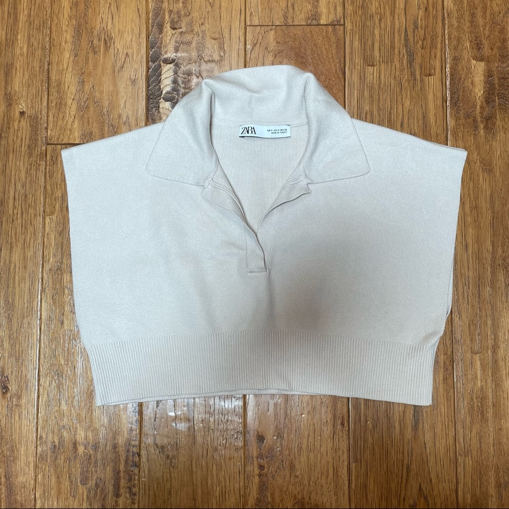 Zara Cropped Polo Sweater
